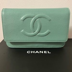 ❌SOLD❌ Chanel Caviar Timeless CC Wallet on Chain Mint Green